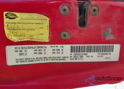 2001 Dodge Neon Se z USA, uszkodzony, nr VIN 1B3ES46C21D274692